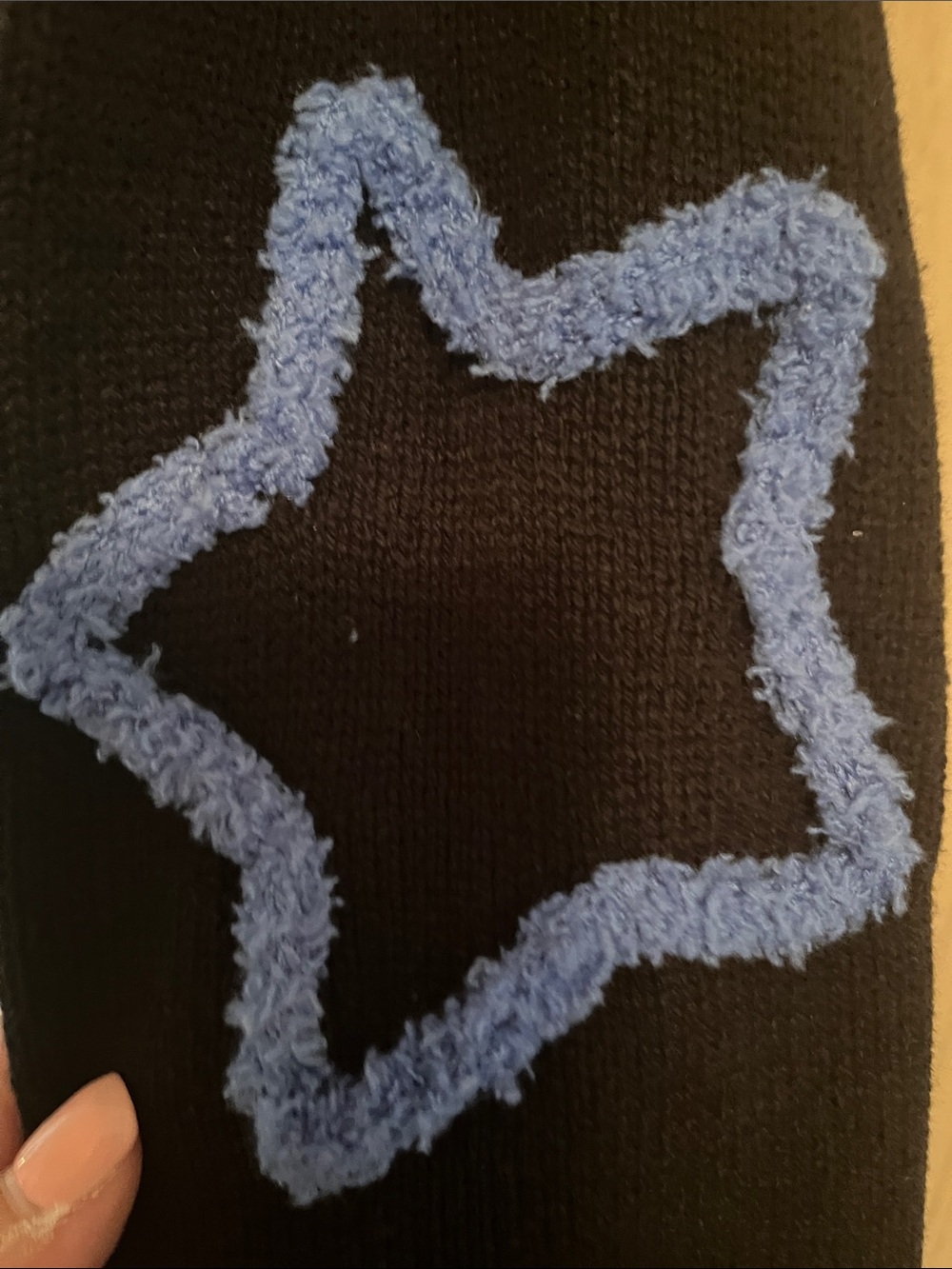 Black Star Appliqué Sweater - Multicolor Stars - Picture 2 of 9